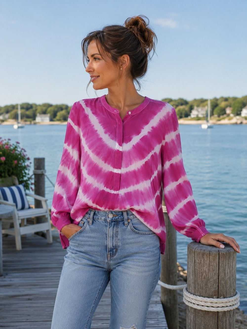 J.CREW 100% Silk Bright Pink Top - J.CREW